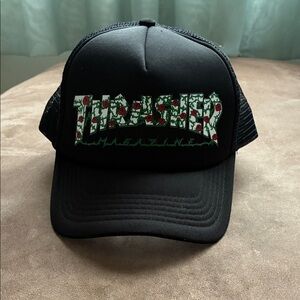 Thrasher Black and Red Graphic Trucker Hat